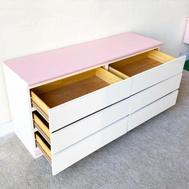 Post-Modern Postmodern Pink and White Lacquer Laminate Dresser, 1980s