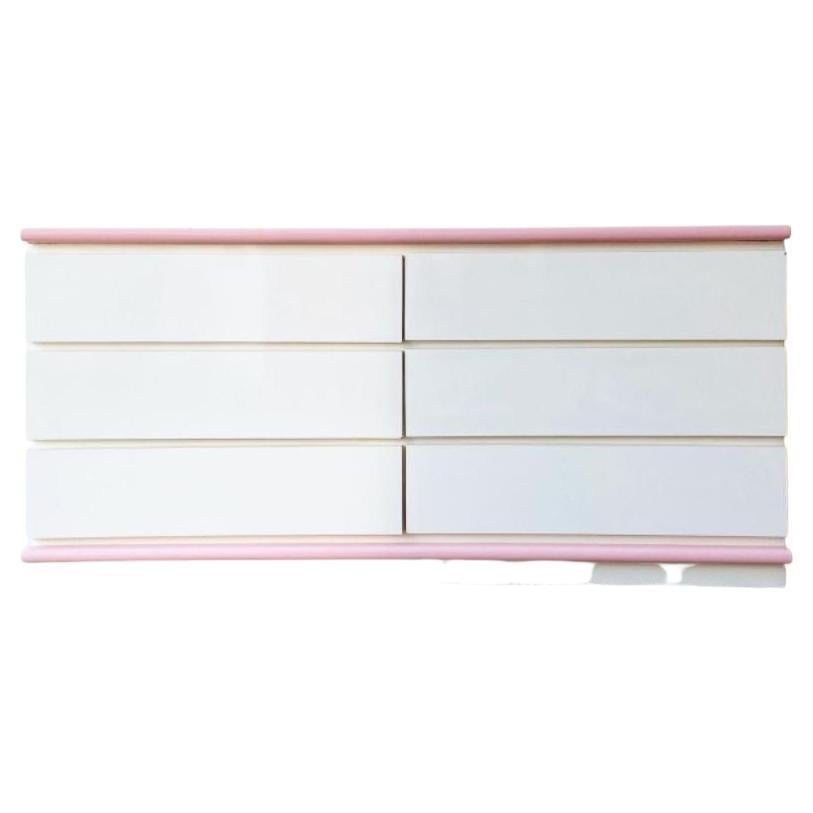 Postmodern Pink and White Lacquer Laminate Dresser, 1980s