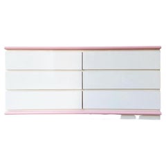 Postmodern Pink and White Lacquer Laminate Dresser, 1980s