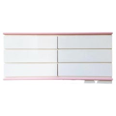 Vintage Postmodern Pink and White Lacquer Laminate Dresser, 1980s