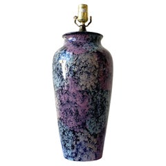 Vintage Postmodern Pink, Blue and Black Sponged Ceramic Table Lamp