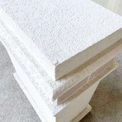 Postmodern Pink Ceramic and Stucco Glass Top Console Table