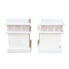 Postmodern Pink Ceramic and Stucco Pedestal Side Table