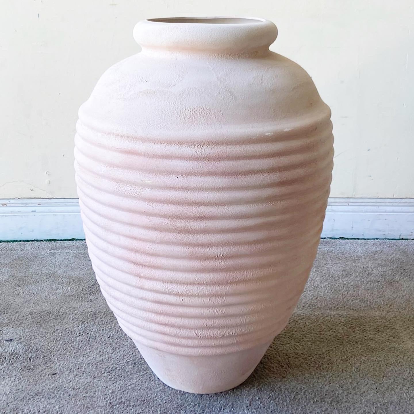 American Postmodern Pink Ceramic Floor Vase