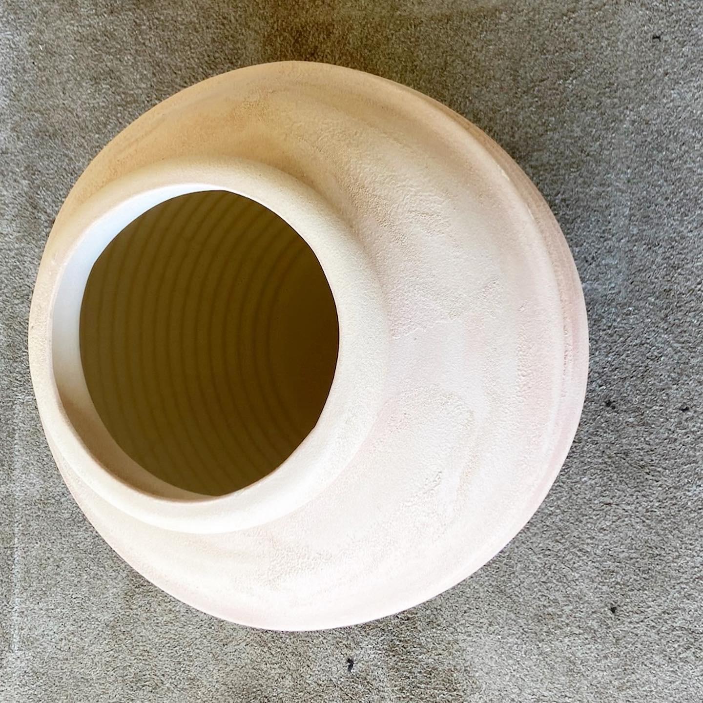 Late 20th Century Postmodern Pink Ceramic Floor Vase