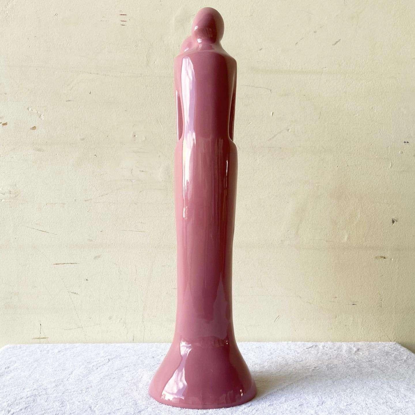 Américain Sculpture postmoderne en céramique rose de style Haeger en vente