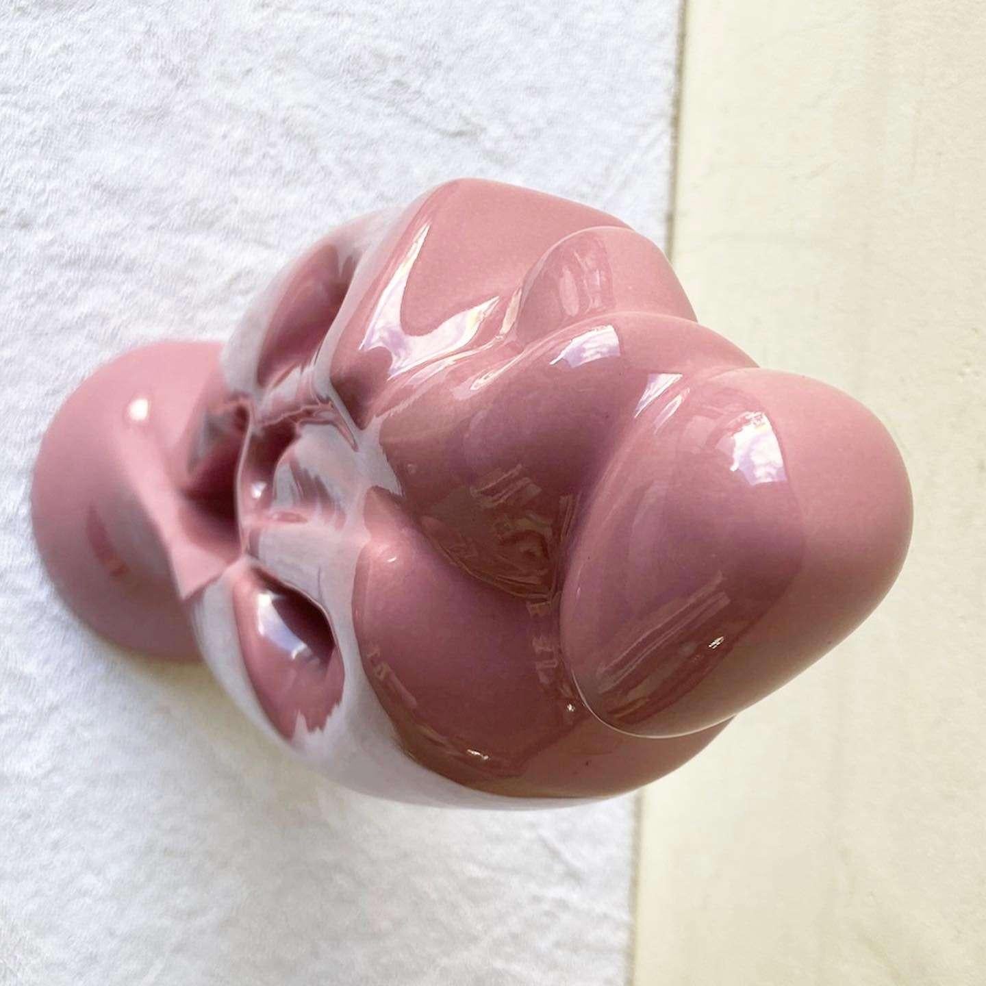 Late 20th Century Postmodern Pink Ceramic Haeger Style Sculpture For Sale