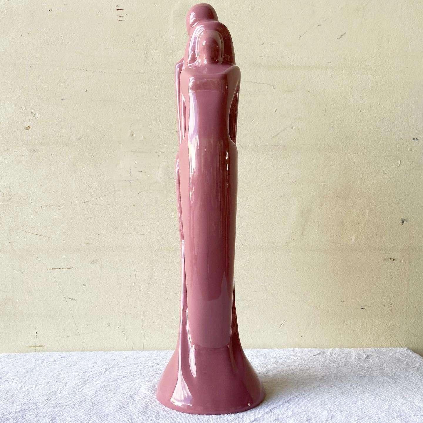Postmodern Pink Ceramic Haeger Style Sculpture For Sale 1