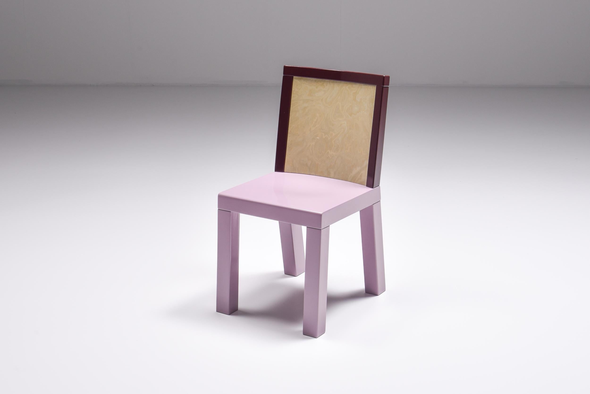 Postmodern Pink Dining Chairs by Ettore Sottsass for Leitner, Italy, 1980s For Sale 6
