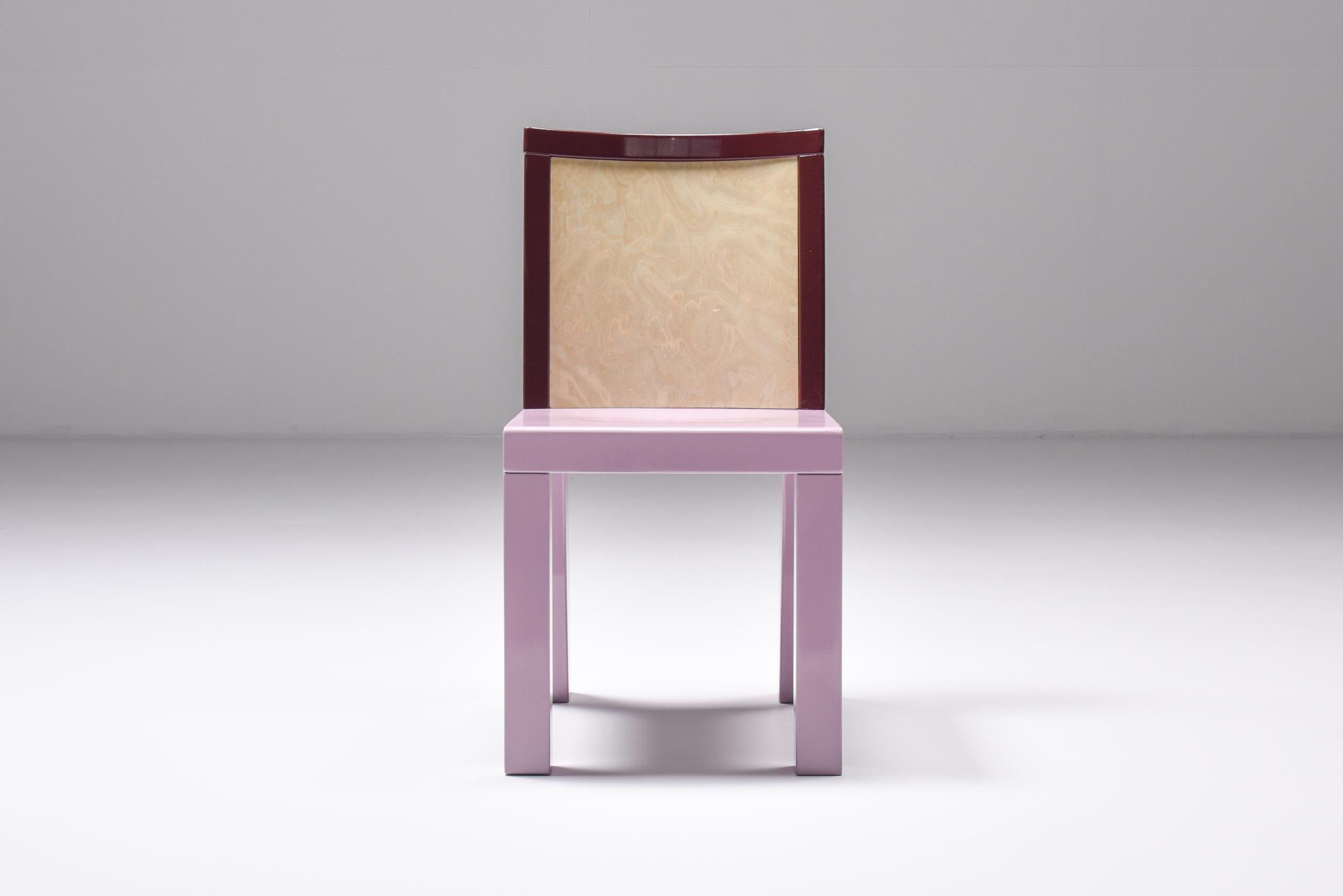 Postmodern Pink Dining Chairs by Ettore Sottsass for Leitner, Italy, 1980s For Sale 7