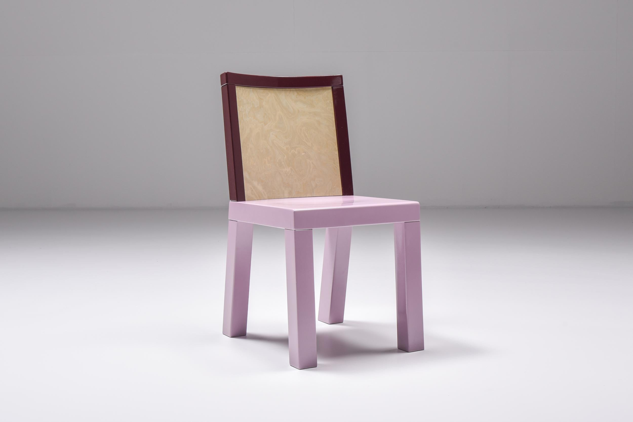 Postmodern Pink Dining Chairs by Ettore Sottsass for Leitner, Italy, 1980s For Sale 9