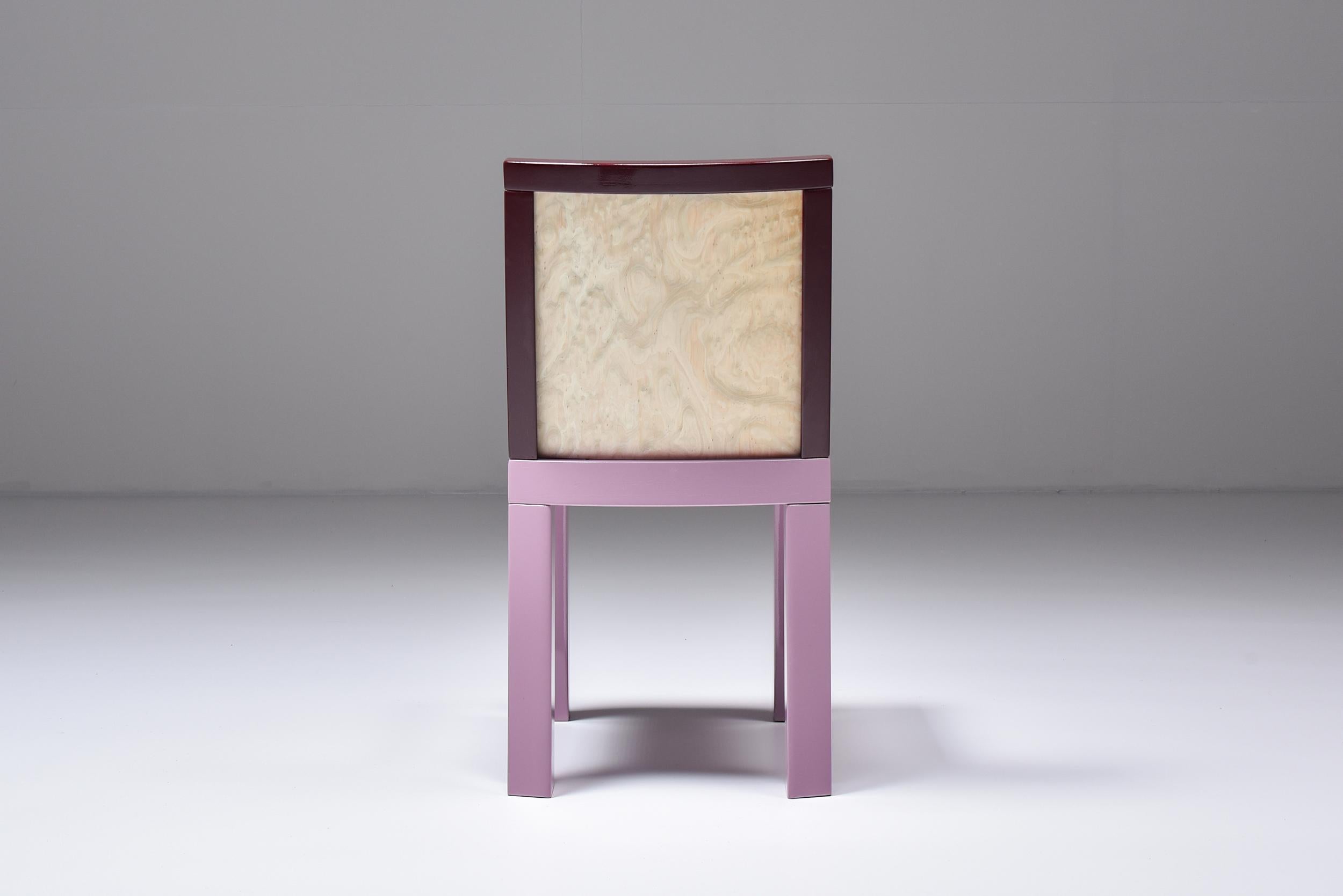 Postmodern Pink Dining Chairs by Ettore Sottsass for Leitner, Italy, 1980s For Sale 12