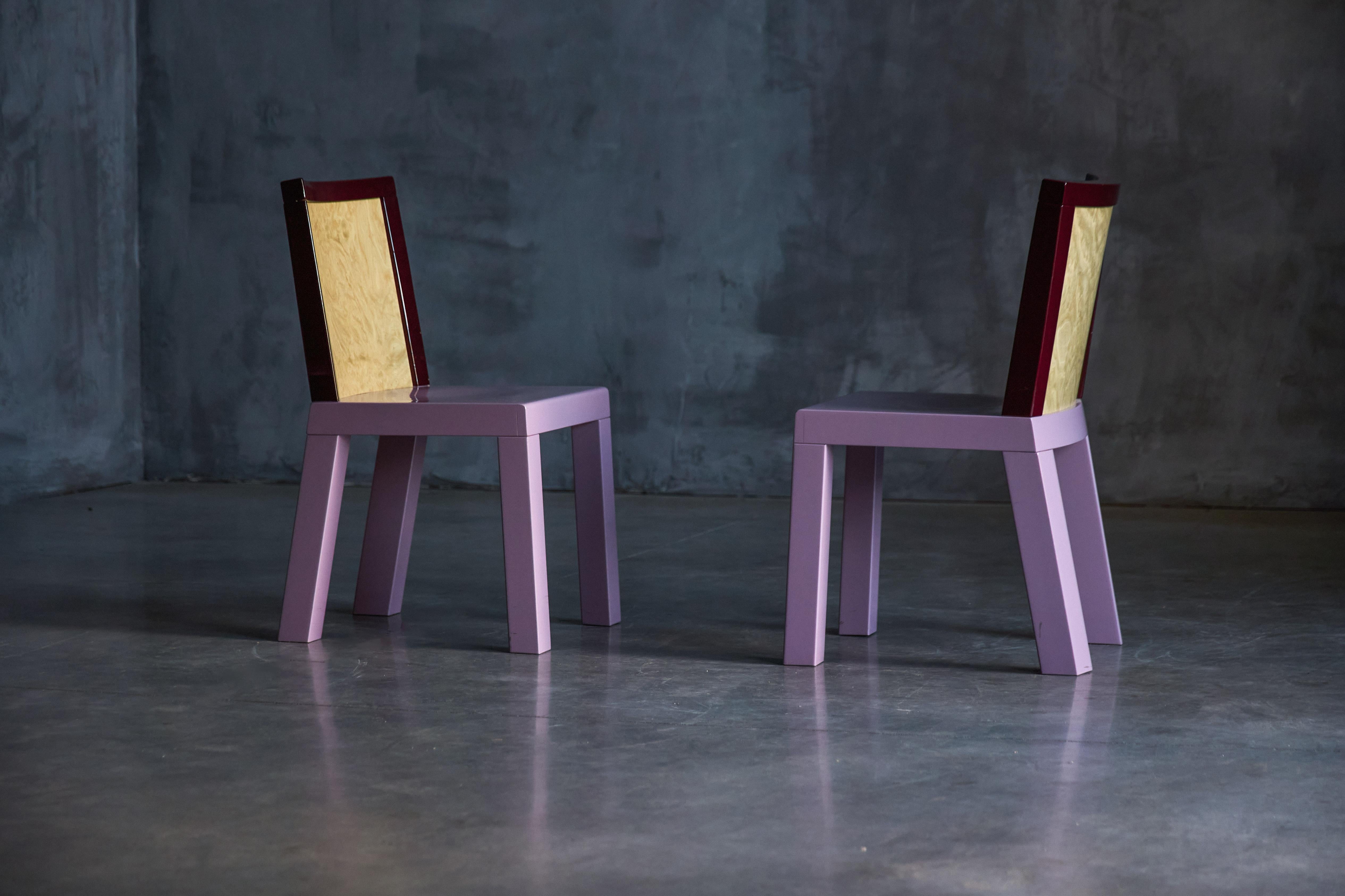 Late 20th Century Postmodern Pink Dining Chairs by Ettore Sottsass for Leitner, Italy, 1980s For Sale