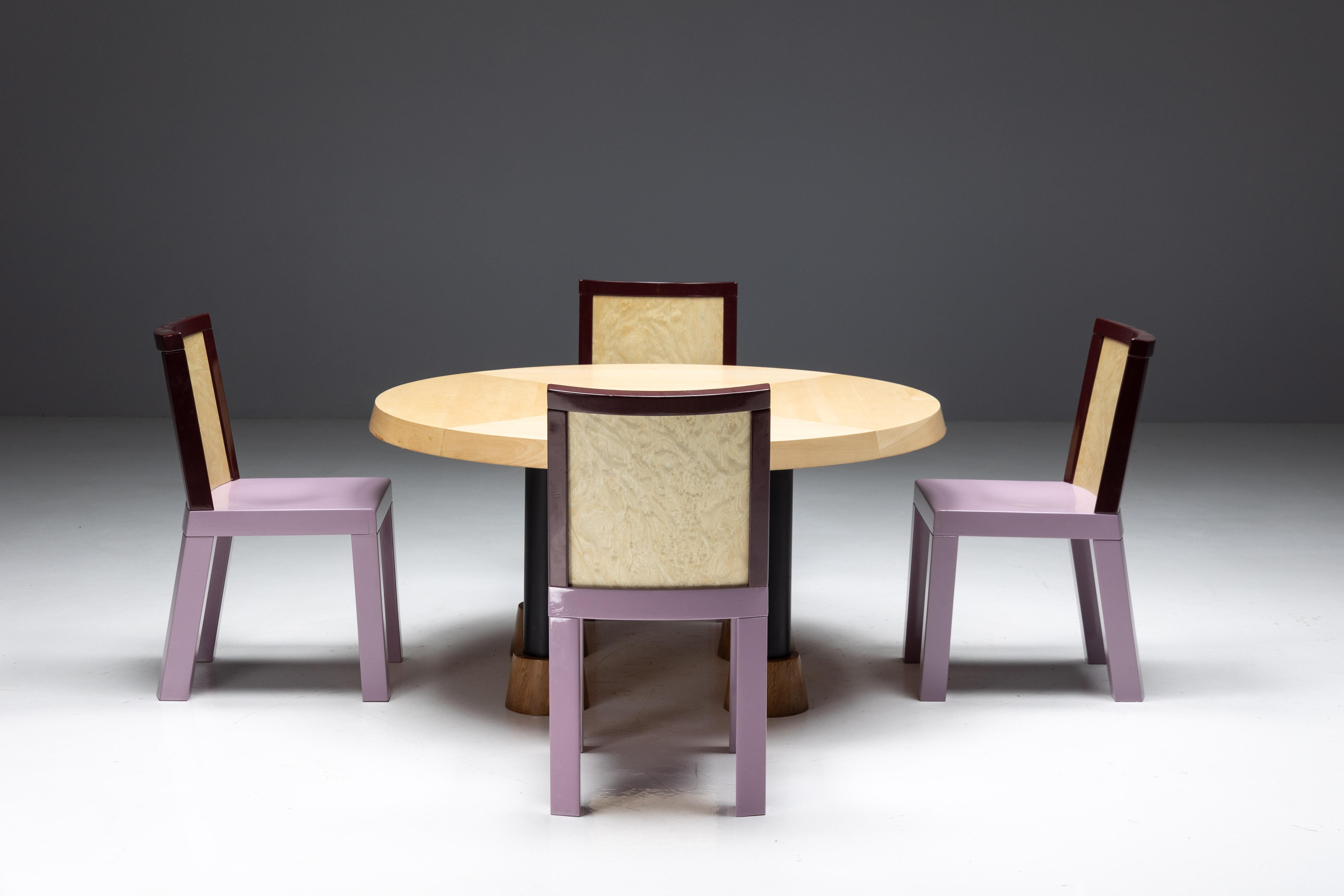 Postmodern Pink Dining Chairs by Ettore Sottsass for Leitner, Italy, 1980s For Sale 1