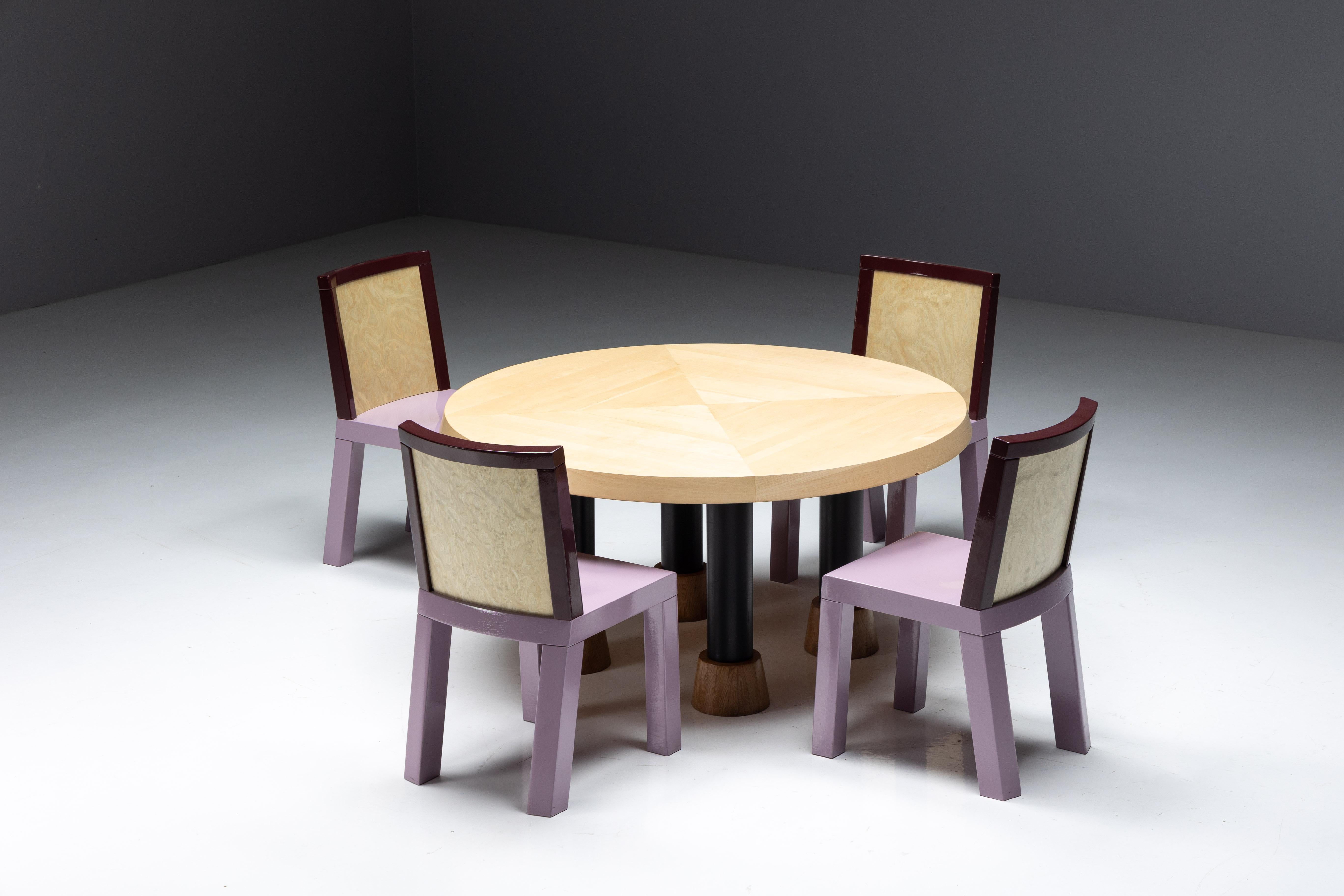 Postmodern Pink Dining Chairs by Ettore Sottsass for Leitner, Italy, 1980s For Sale 2