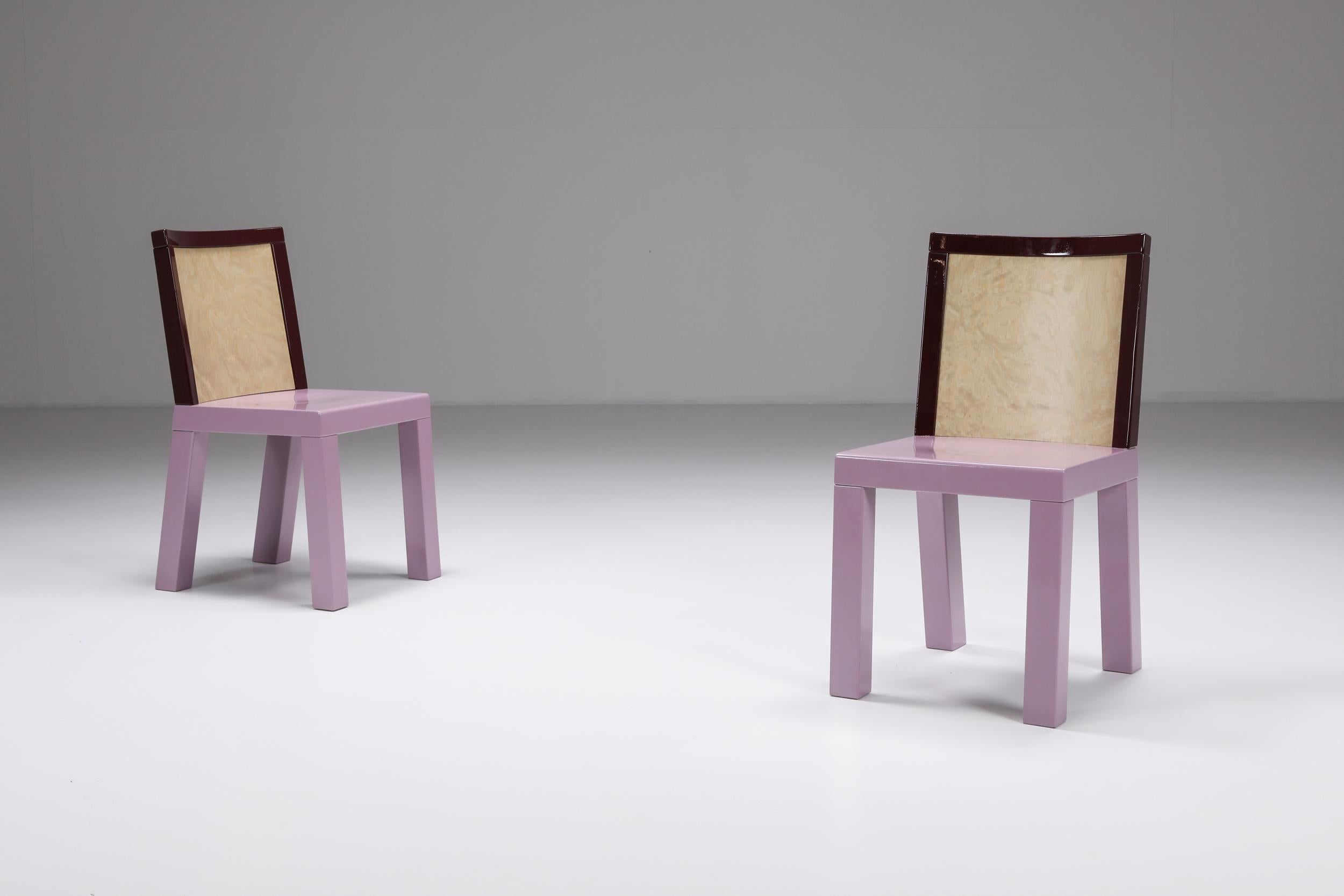 Postmodern Pink Dining Chairs by Ettore Sottsass for Leitner, Italy, 1980s For Sale 4