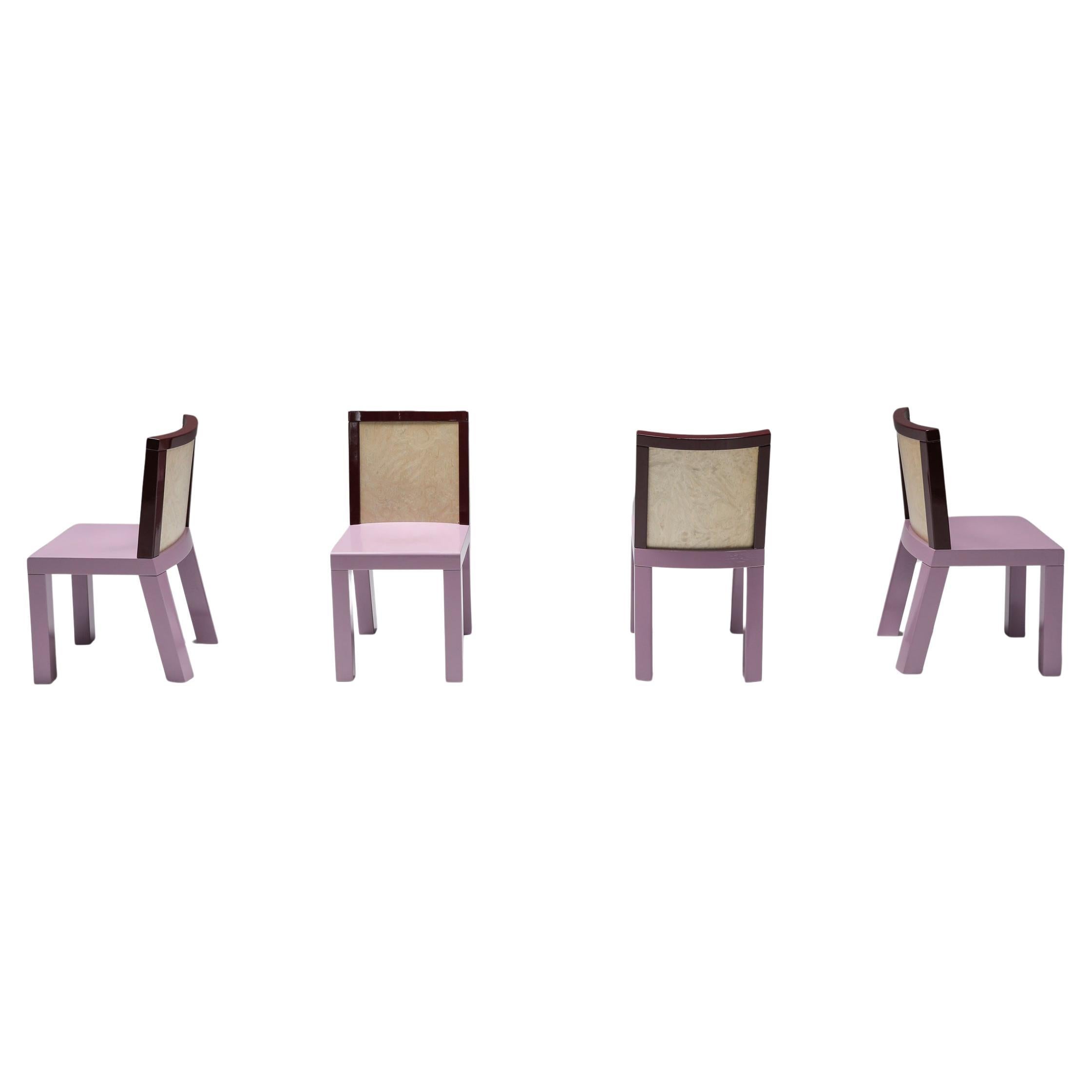 Postmodern Pink Dining Chairs by Ettore Sottsass for Leitner, Italy, 1980s