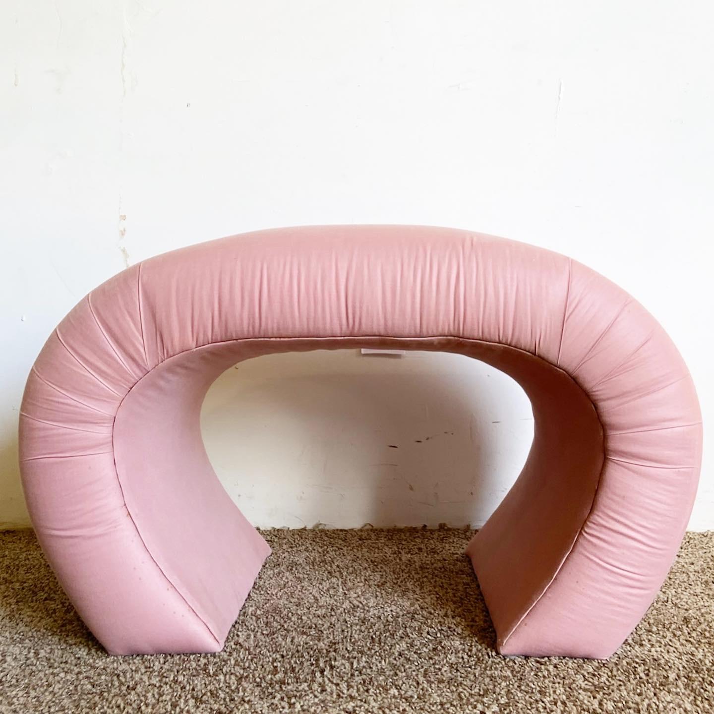 Postmodern Pink Fabric Waterfall Bench 3