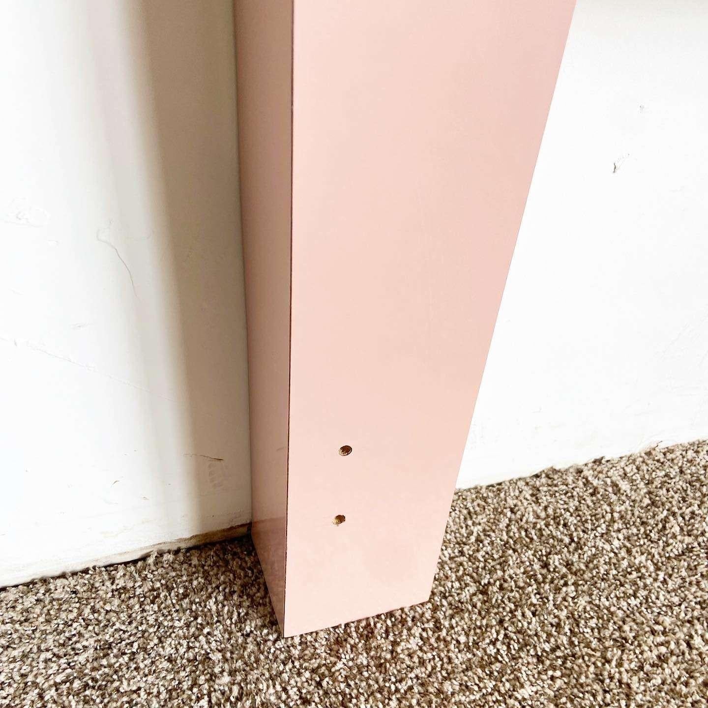 Late 20th Century Postmodern Pink Formica Waterfall Twin Size Headboard For Sale