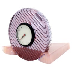 Postmodern Pink Glass Clock Postmodern Pink Glass Clock