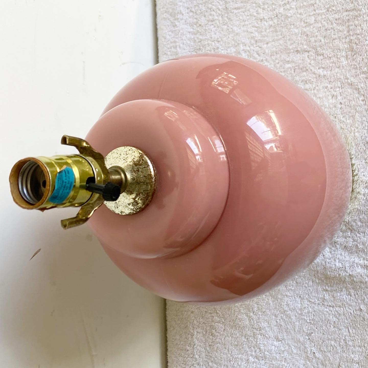 Late 20th Century Postmodern Pink Gloss Ceramic Table Lamp