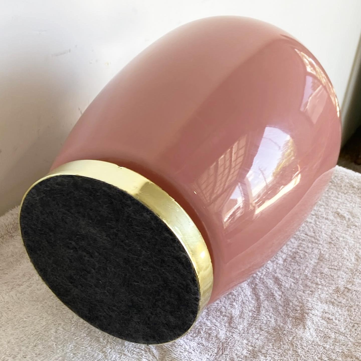 Late 20th Century Postmodern Pink Gloss Ceramic Table Lamp For Sale