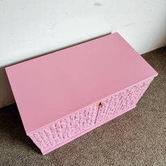 Postmodern Pink Gloss Faux Stone Cabinet With Gold Handle