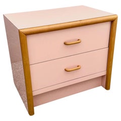 Postmodern Pink Gloss Laminate and Oak Nightstand