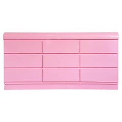 Postmodern Pink Gloss Waterfall Dresser - 9 Drawers