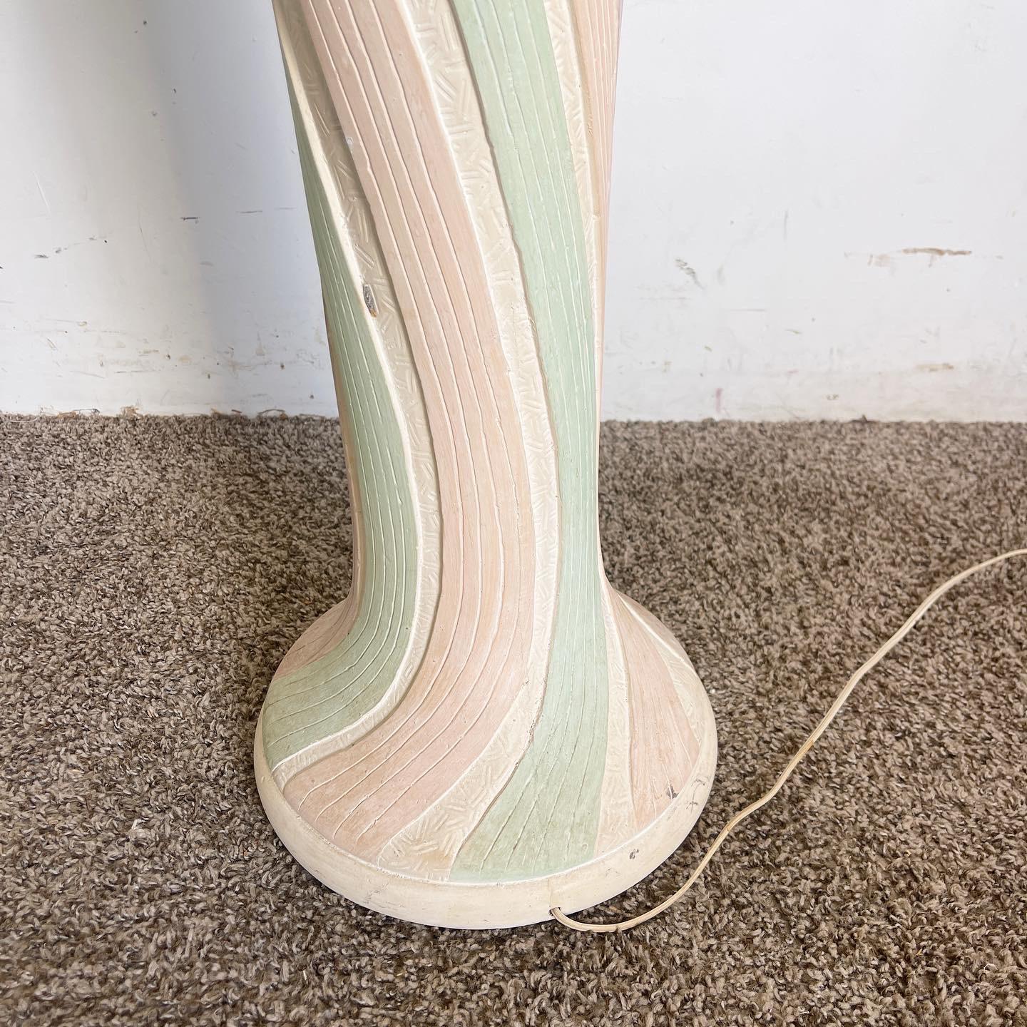 Post-Modern Postmodern Pink Green and Purple Swirl Textured Ceramic Floor Lamp For Sale