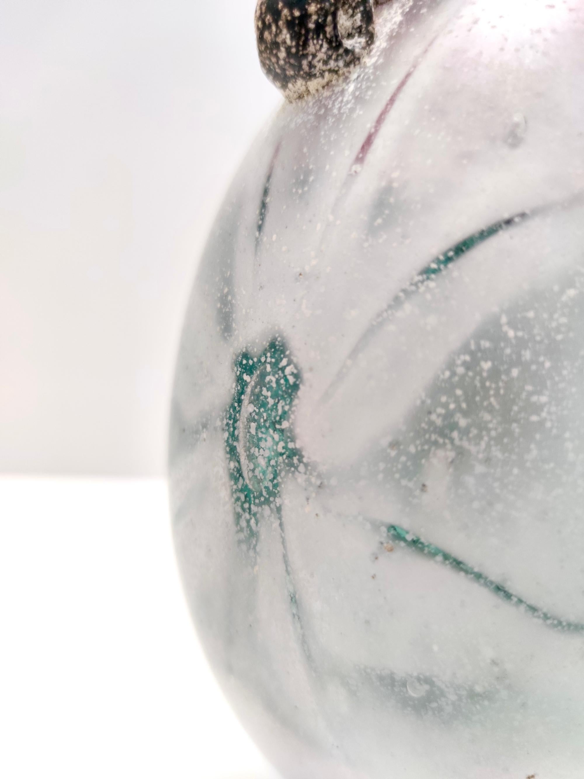 Postmoderne mundgeblasene Vase aus Scavo-Glas in Rosa, Grün und Weiß, Murano, Italien im Angebot 2