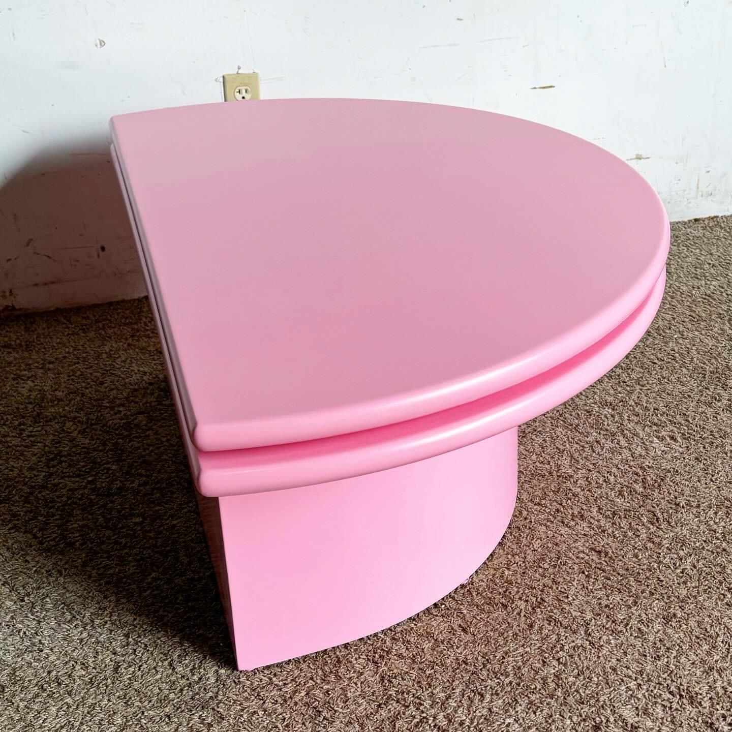 Postmodern Pink Hemi Circular Swivel Top Coffee Table For Sale 4