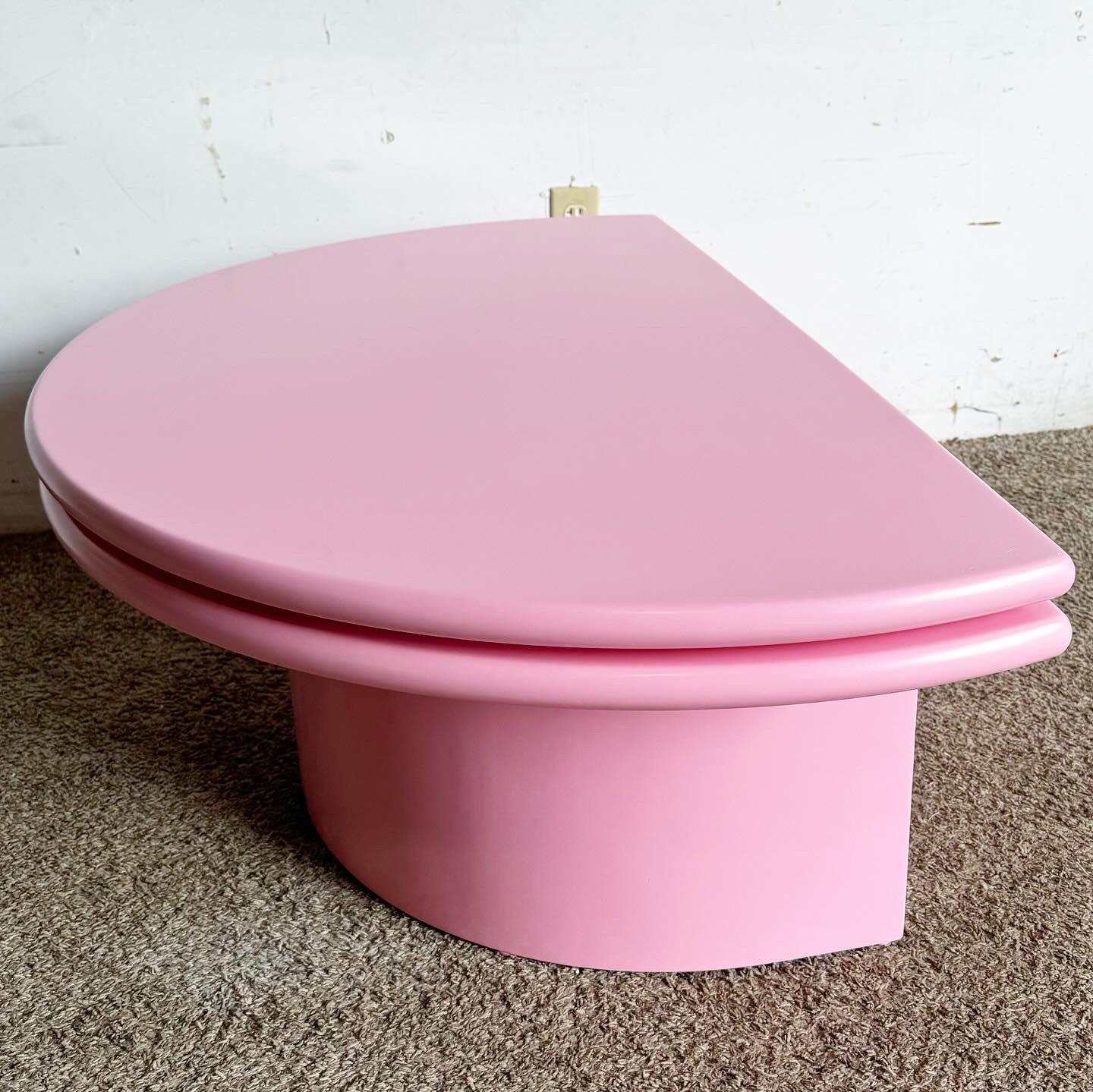 Late 20th Century Postmodern Pink Hemi Circular Swivel Top Coffee Table For Sale