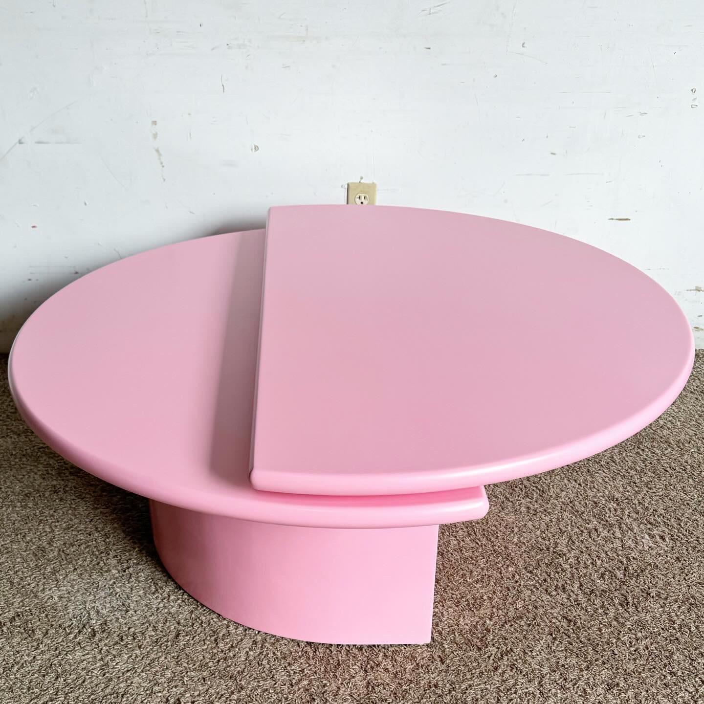 Postmodern Pink Hemi Circular Swivel Top Coffee Table For Sale 1
