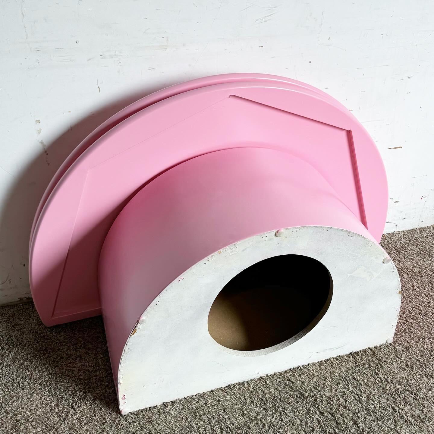 Postmodern Pink Hemi Circular Swivel Top Coffee Table For Sale 3