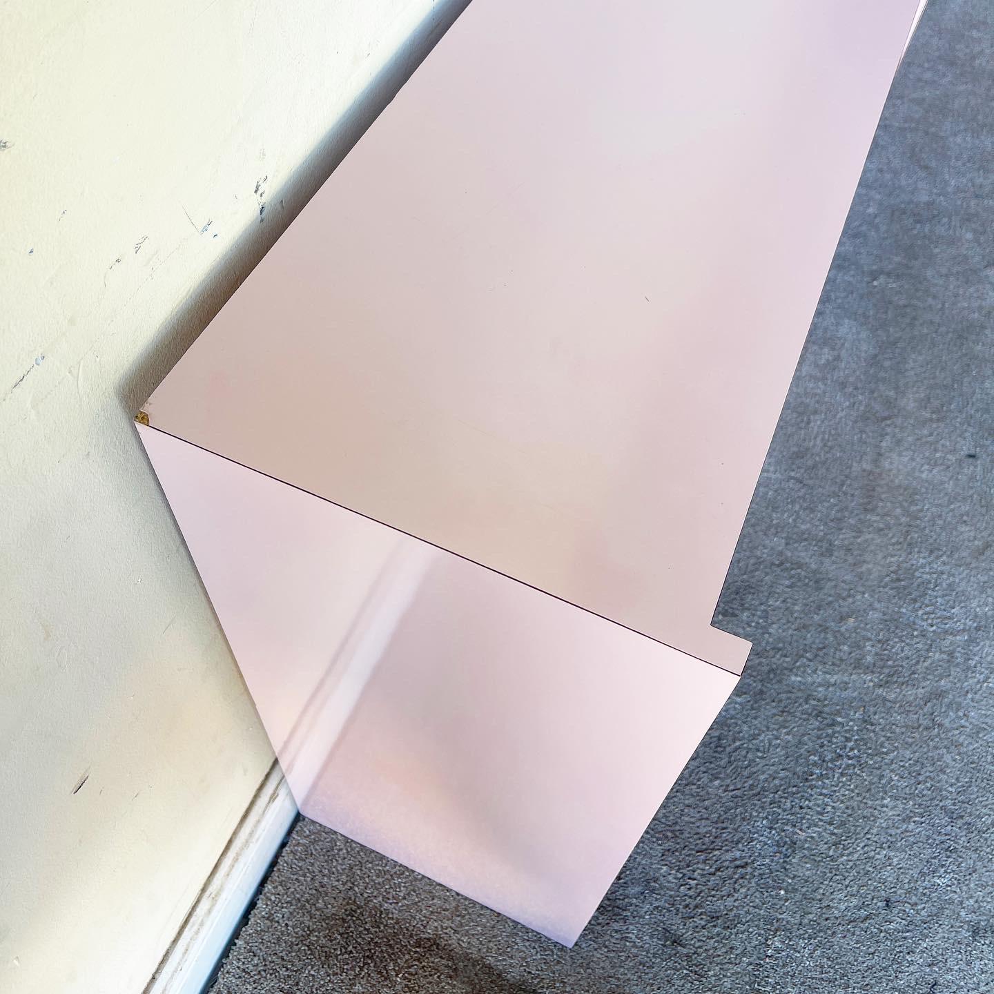 Postmodern Pink Lacquer Laminate Bookshelves, Pair 1