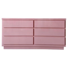 Postmodern Pink Lacquer Laminate Dresser - 6 Drawers