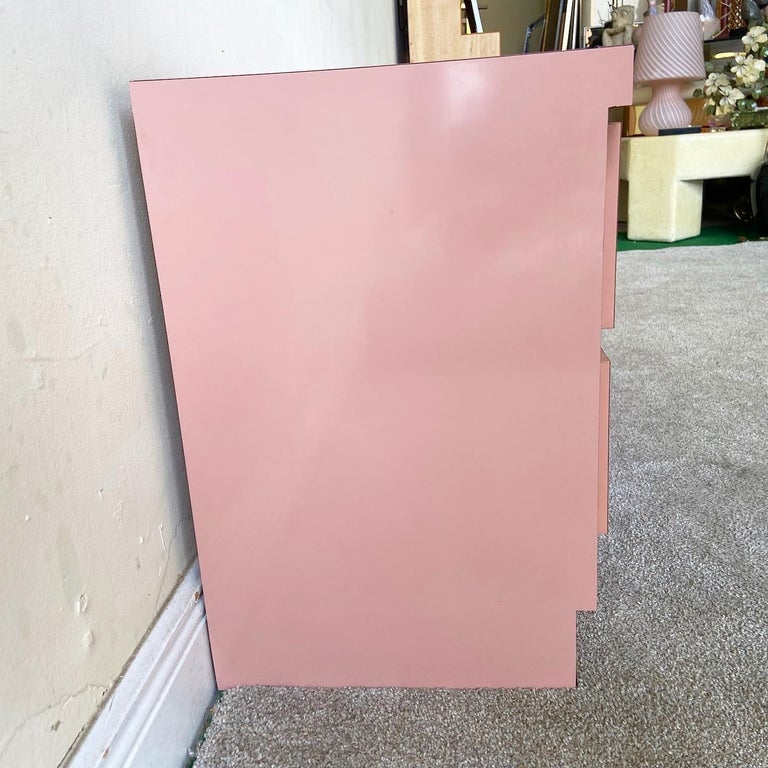 Postmodern Pink Lacquer Laminate & Gold Nightstands, a Pair 1
