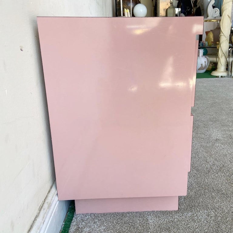 Postmodern Pink Lacquer Laminate Nightstands, a Pair For Sale at 1stDibs