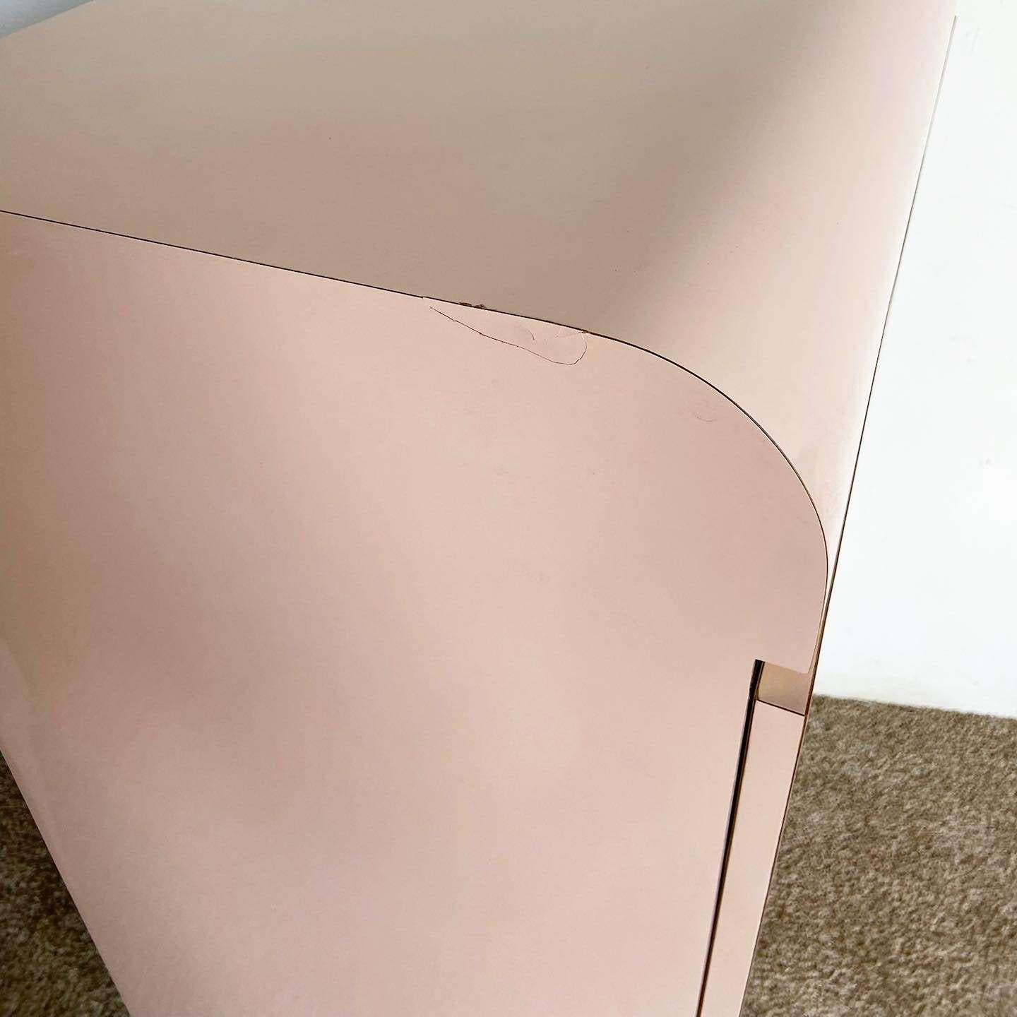 Postmodern Pink Lacquer Laminate Waterfall Cabinets - a Pair 5