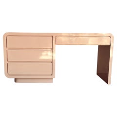 Postmodern Pink Lacquer Laminate Waterfall Desk