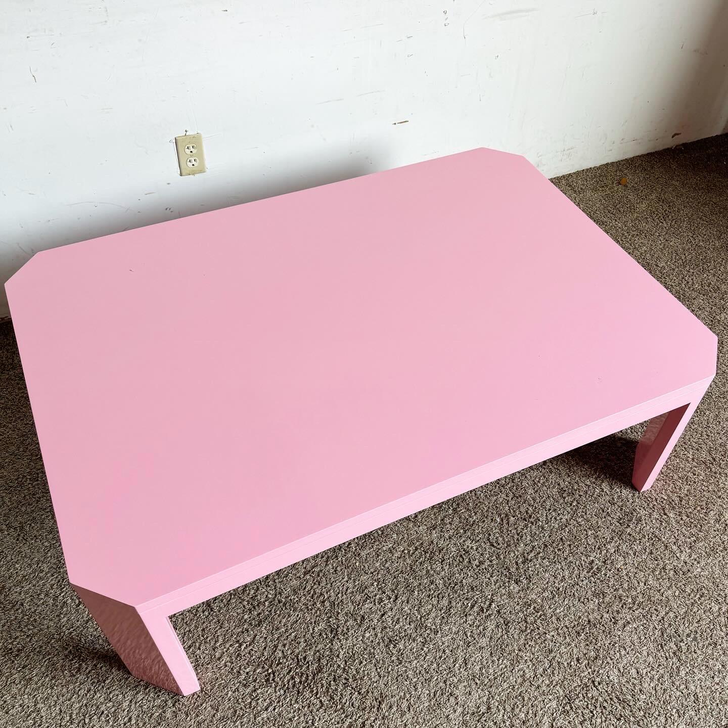 American Postmodern Pink Lacquered Coffee Table