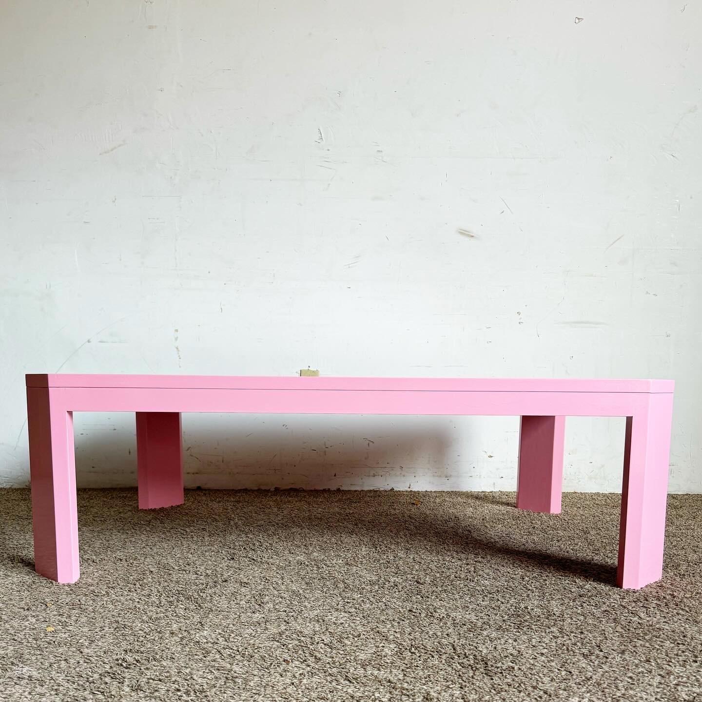 Oak Postmodern Pink Lacquered Coffee Table