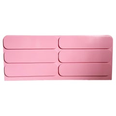 Postmodern Pink Lacquered Waterfall Elliptical Drawer Dresser