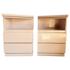 Postmodern Pink Laminate Triangular Top Nightstands - a Pair