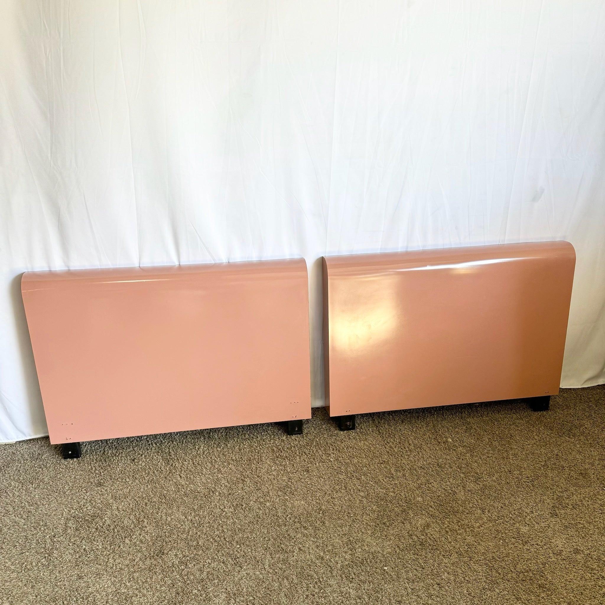 American Postmodern Pink Laminate Twin Waterfall Headboards - a Pair For Sale