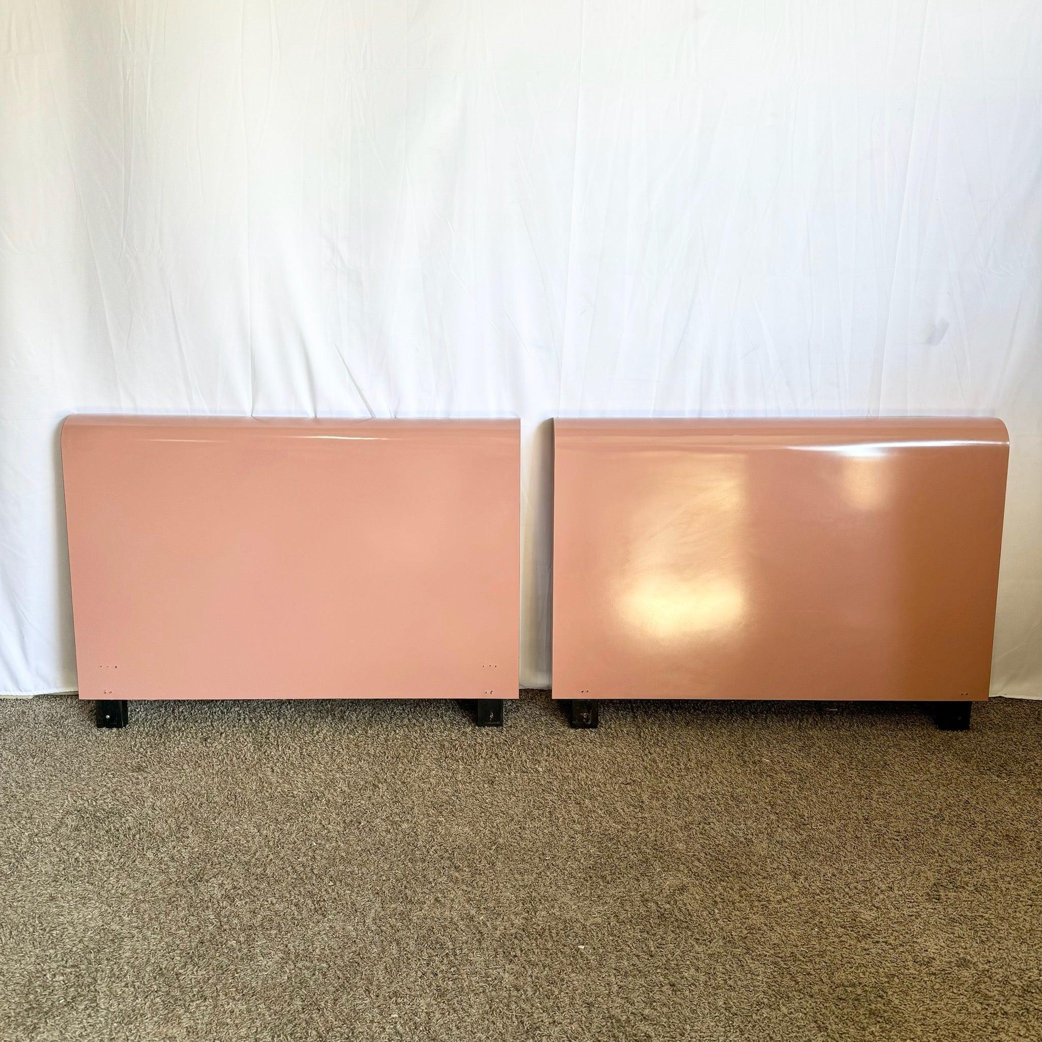 Late 20th Century Postmodern Pink Laminate Twin Waterfall Headboards - a Pair For Sale