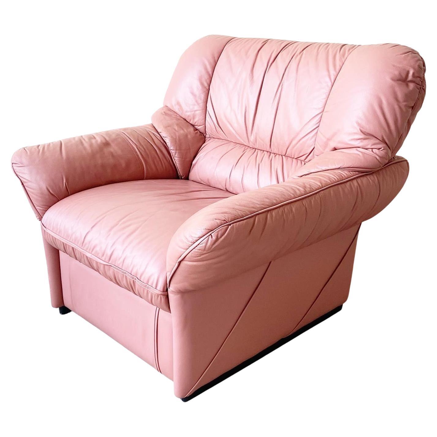 Postmodern Pink Leatherette Lounge Chair Sofa by ProDesign For Sale at