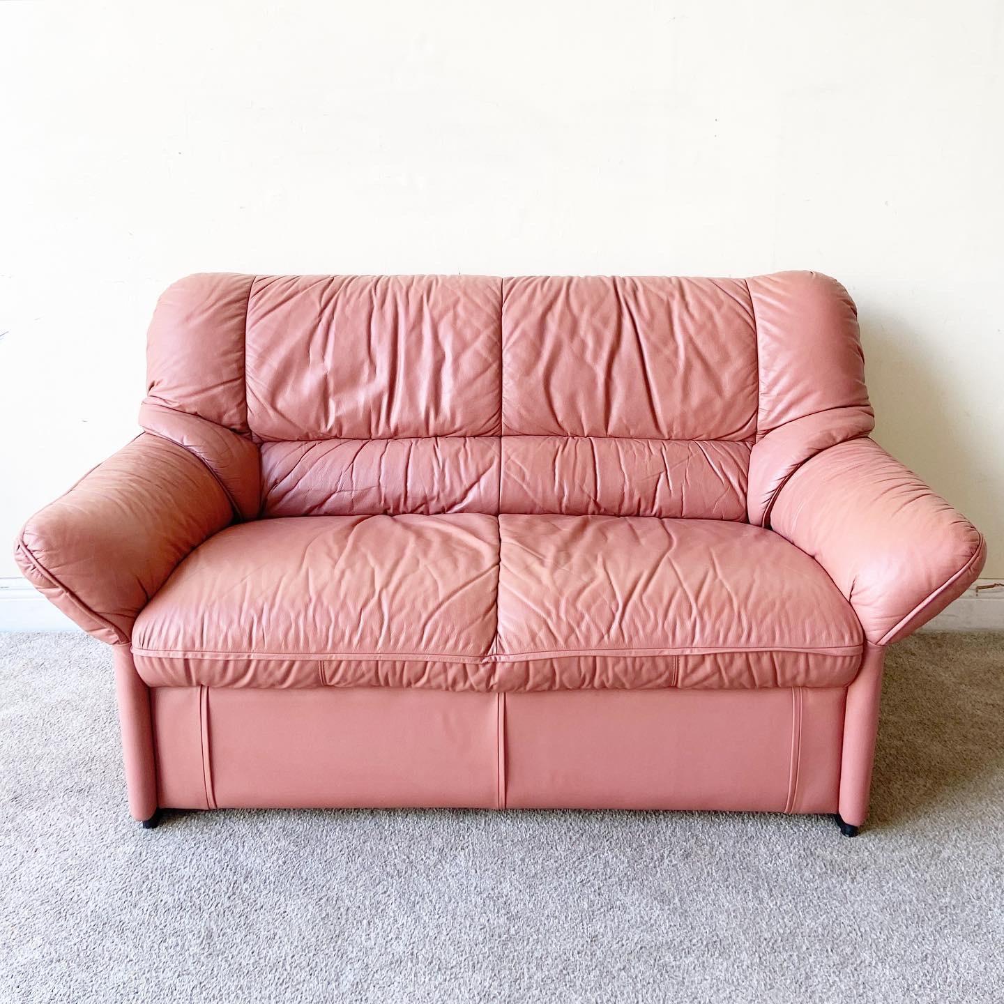 Postmodern Pink Leatherette Sofa Love Seat by Pro-Design 1