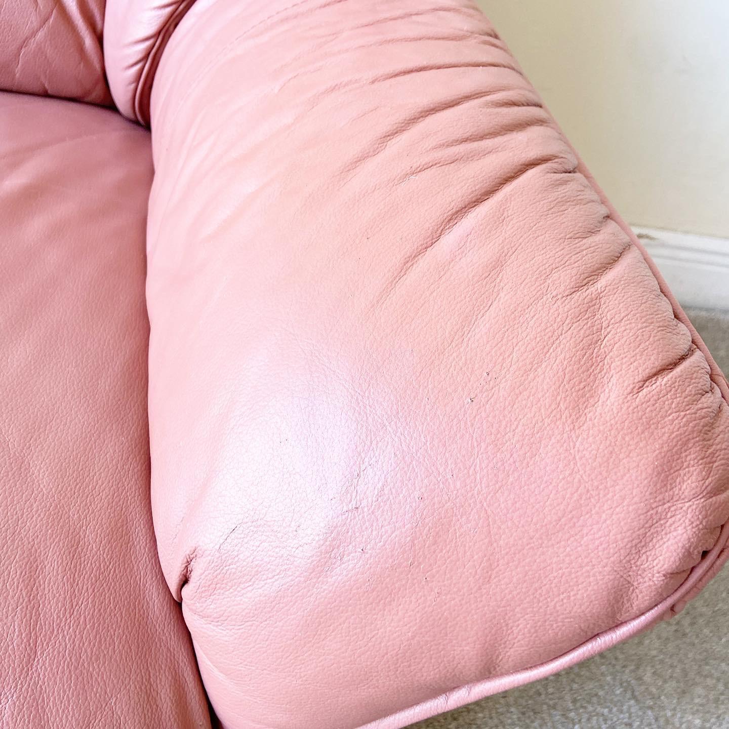 Postmodern Pink Leatherette Sofa Love Seat by Pro-Design 2